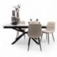 Conjunto de Comedor Extensible KATIA/SALA con Tapa Cerámica Efecto Mármol y 4 Sillas Tapizadas