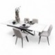 Conjunto de Comedor Extensible KATIA/SALA con Tapa Cerámica Efecto Mármol y 4 Sillas Tapizadas