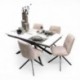 Conjunto de Comedor Extensible KATIA/LUNA con Tapa Cerámica Mármol Blanco + 4 Sillas Giratorias Tapizadas