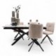 Conjunto de Comedor Extensible KATIA/LUNA con Tapa Cerámica Mármol Blanco + 4 Sillas Giratorias Tapizadas