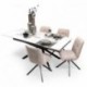 Conjunto de Comedor Extensible KATIA/LUNA con Tapa Cerámica Mármol Blanco + 4 Sillas Giratorias Tapizadas