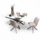 Conjunto de Comedor Extensible KATIA/LUNA con Tapa Cerámica Mármol Blanco + 4 Sillas Giratorias Tapizadas