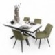 Conjunto de Comedor Extensible KATIA/DUBAI  con Mesa Cerámica 160  Mármol Blanco + 4 Sillas Tapizadas