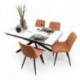Conjunto de Comedor Extensible KATIA/DUBAI  con Mesa Cerámica 160  Mármol Blanco + 4 Sillas Tapizadas