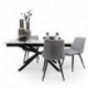Conjunto de Comedor Extensible KATIA/DUBAI  con Mesa Cerámica 160  Mármol Blanco + 4 Sillas Tapizadas