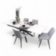 Conjunto de Comedor Extensible KATIA/DUBAI  con Mesa Cerámica 160  Mármol Blanco + 4 Sillas Tapizadas