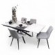 Conjunto de Comedor Extensible KATIA/DUBAI  con Mesa Cerámica 160  Mármol Blanco + 4 Sillas Tapizadas