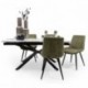 Conjunto de Comedor Extensible KATIA/DUBAI  con Mesa Cerámica 160  Mármol Blanco + 4 Sillas Tapizadas