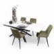 Conjunto de Comedor Extensible KATIA/DUBAI  con Mesa Cerámica 160  Mármol Blanco + 4 Sillas Tapizadas