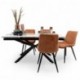 Conjunto de Comedor Extensible KATIA/DUBAI  con Mesa Cerámica 160  Mármol Blanco + 4 Sillas Tapizadas