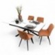 Conjunto de Comedor Extensible KATIA/DUBAI  con Mesa Cerámica 160  Mármol Blanco + 4 Sillas Tapizadas