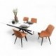 Conjunto de Comedor Extensible KATIA/DUBAI  con Mesa Cerámica 160  Mármol Blanco + 4 Sillas Tapizadas