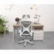 Silla de oficina o estudio ERASMUS estructura de PP color blanco, tapizado tejido 3D, base giratoria y mecanismo de inclinación