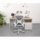 Silla de oficina o estudio ERASMUS estructura de PP color blanco, tapizado tejido 3D, base giratoria y mecanismo de inclinación