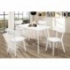 Conjunto de mesa y 4 sillas blanco estilo nórdico. Mesa rectangular fija de 120 × 75 cm.