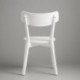 Conjunto de mesa y 4 sillas blanco estilo nórdico. Mesa rectangular fija de 120 × 75 cm.