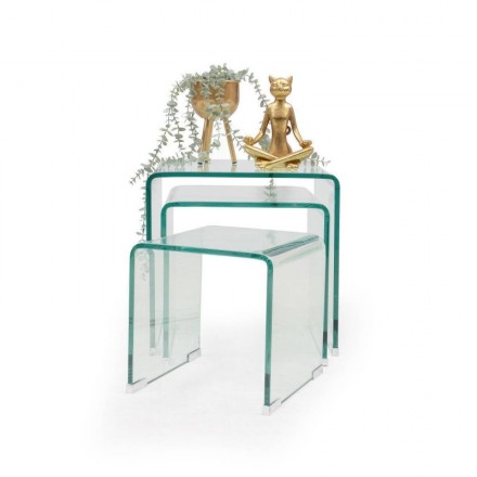 Mesitas auxiliares de cristal curvado tipo nido Murano 3