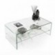 Mesa de centro de cristal curvado de una pieza con balda revistero MURANO de 110x60x40 cm