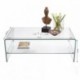 Mesa de centro de cristal curvado de una pieza con balda revistero MURANO de 110x60x40 cm