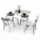 Conjunto de Comedor Nórdico WENDOVER – Mesa Blanca de 120x70 cm y 4 Sillas escandinavas de Madera lacada
