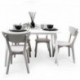 Conjunto de Comedor Nórdico WENDOVER – Mesa Blanca de 120x70 cm y 4 Sillas escandinavas de Madera lacada