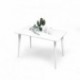 Conjunto de mesa y 4 sillas CODY  blanco estilo nórdico. Mesa rectangular fija de 120 × 70 cm.