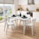 Conjunto de mesa y 4 sillas blanco estilo nórdico. Mesa rectangular fija de 120 × 75 cm.