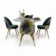 Conjunto de Comedor Madeira con Mesa Redonda de Cristal y Sillas Tapizadas en Terciopelo Verde