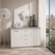 Mueble aparador de comedor con 2 puertas y 4 cajones  ESCANAR color hormigón y blanco 118,5x35 Alto 82 cm