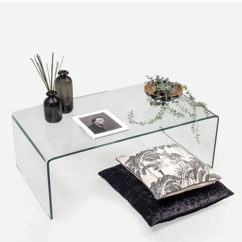 Mesa de centro de cristal curvado y templado de una pieza MURANO