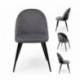 Conjunto de Comedor Madeira con Mesa Redonda de Cristal 110 patas metal y Sillas Tapizadas en Terciopelo Gris