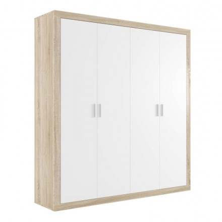 Armario de cuatro puertas COIMBRA color cambrian y blanco o pina y trufle de 208x196x45 cm