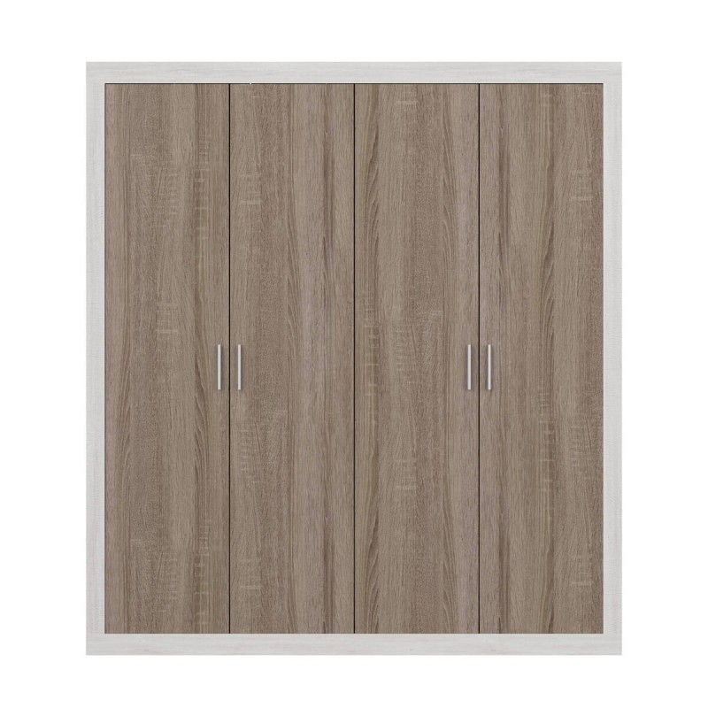 Armario de cuatro puertas COIMBRA color cambrian y blanco o pina y trufle de 208x196x45 cm