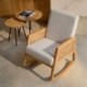 Sillón Mecedora Nórdica NARA de Madera con Rejilla de Ratán y Tapizado Beige – Butaca para Salón o Lactancia